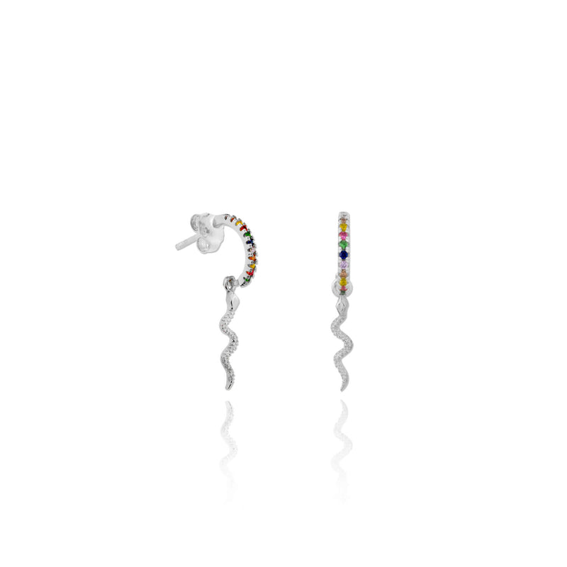 <transcy>Pendientes "Culebra" Plata Multicolor</transcy>