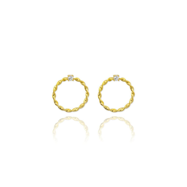 GOLDEN PLATED SILVER EARRINGS WITH CUBIR ZIRCONIUM - 151660 - Ibiza Sunsets European Jewellery