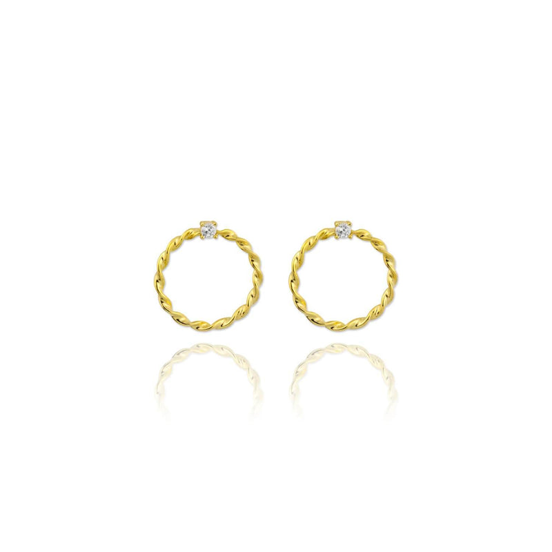 GOLDEN PLATED SILVER EARRINGS WITH CUBIR ZIRCONIUM - 151660 - Ibiza Sunsets European Jewellery