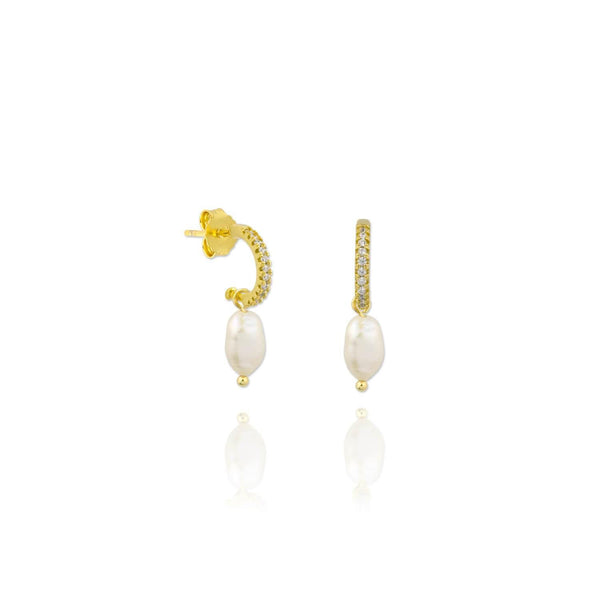 GOLDEN PLATED SILVER EARRINGS WITH CUBIR ZIRCONIUM - 151766 - Ibiza Sunsets European Jewellery