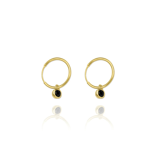 Mini Black Stone Gold Vermeil Earrings