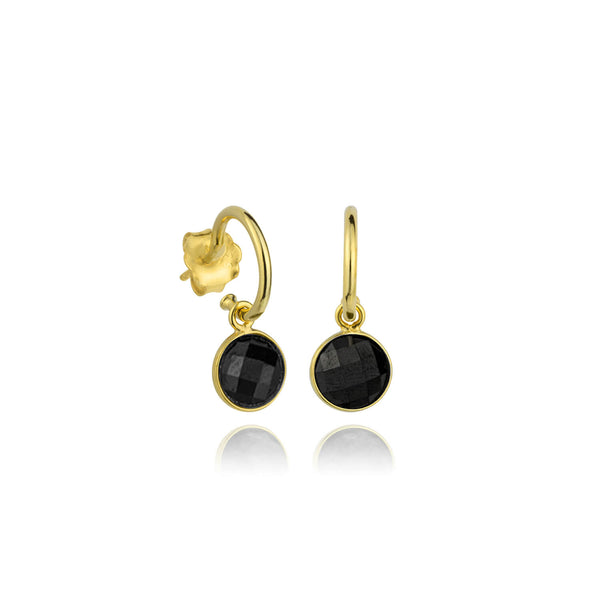 <transcy>Pendientes "Piedra Negra" Chapado en Oro</transcy>