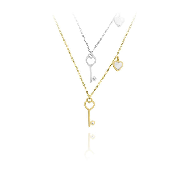 GOLD PLATED SILVER NECKLACES WITH MOTHER OF PEARL - 174107 - Ibiza Sunsets European Jewellery