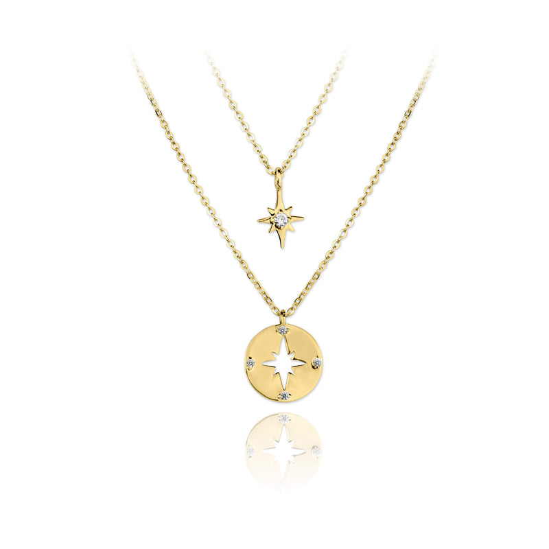 Double Polaris Pendant Gold Vermeil Necklace