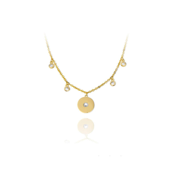 GOLDEN PLATED SILVER NECKLACE WITH CUBIC ZIRCONIUM - 174602 - Ibiza Sunsets European Jewellery