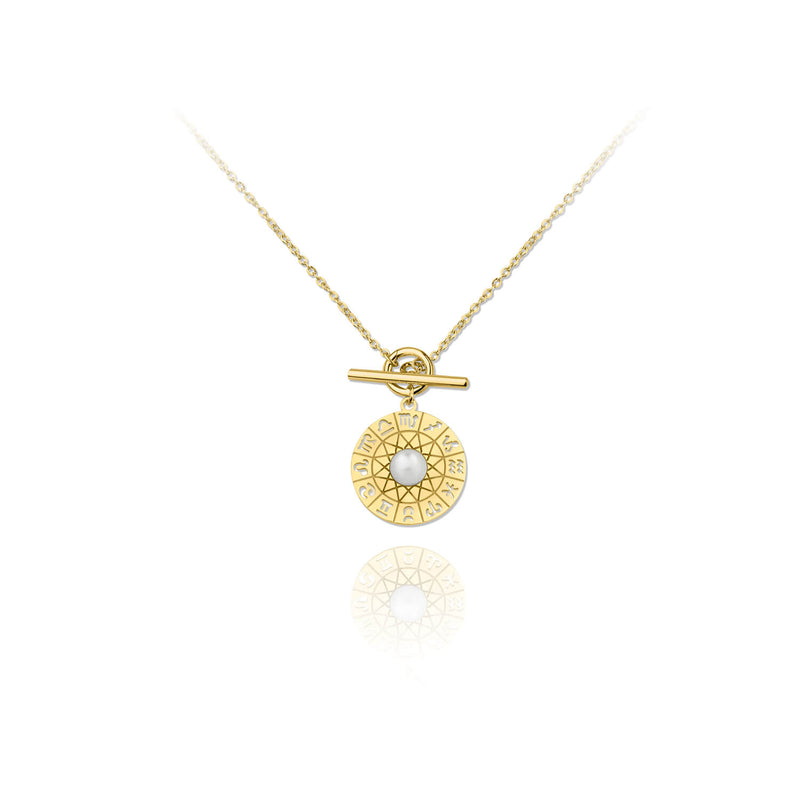 Zodiac White Stone Gold Vermeil Necklace