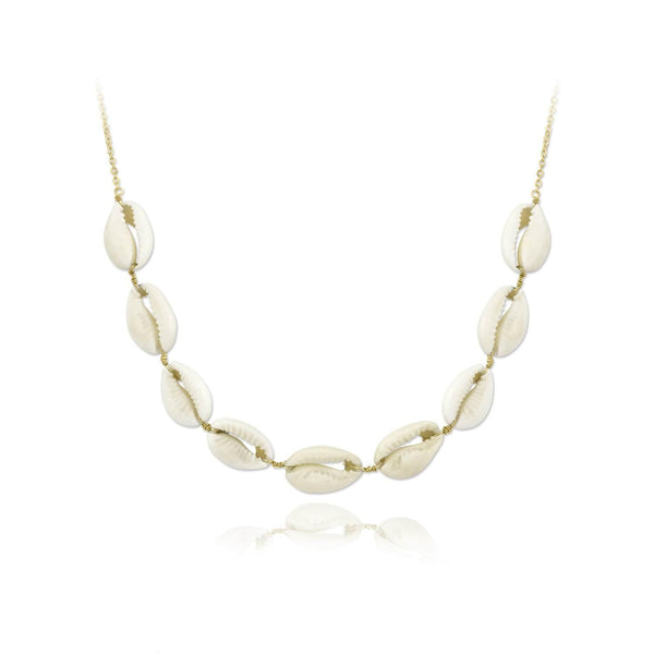 GOLDEN PLATED SILVER NECKLACE WITH MOTHER OF PEARL - 174849 - Ibiza Sunsets European Jewellery