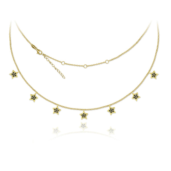 <transcy>Collar "Estrellas Negras" Chapado en Oro </transcy>