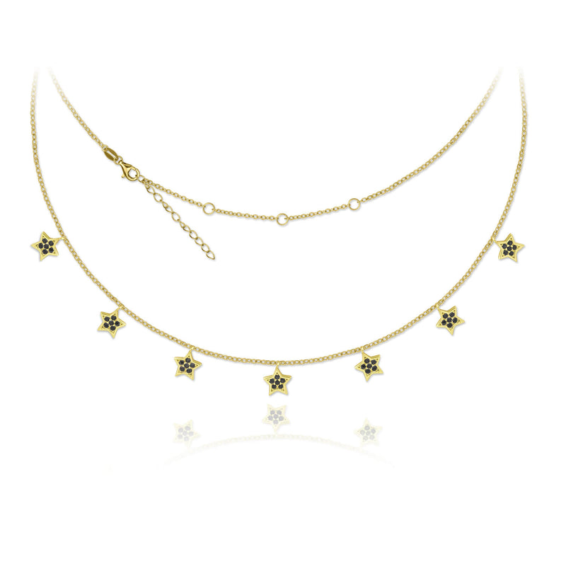 <transcy>Collar "Estrellas Negras" Chapado en Oro </transcy>