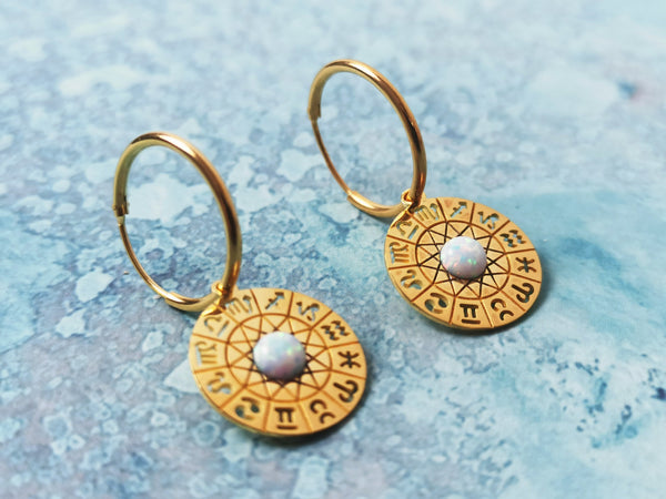 Zodiac Moonstone Gold Vermeil Earrings