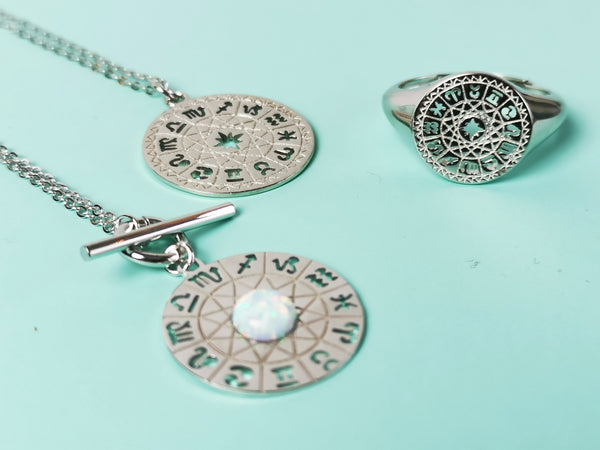 Astrology Wheel Zodiac Silver Necklace