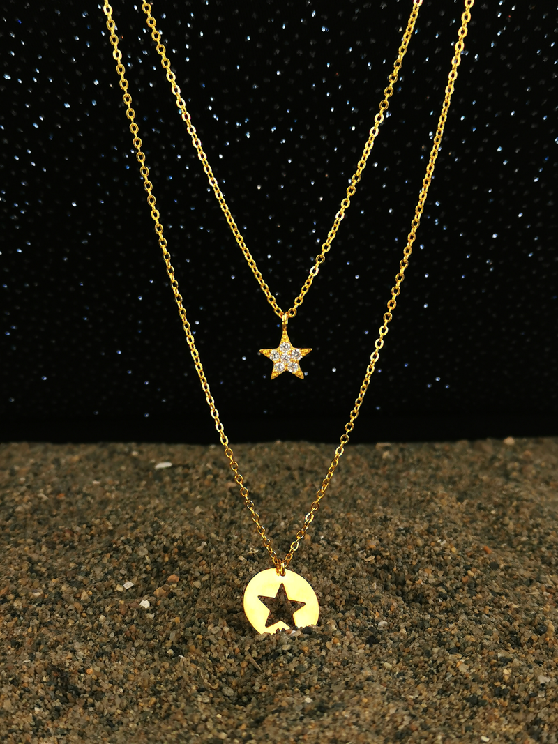 Double Star Gold Vermeil Necklace